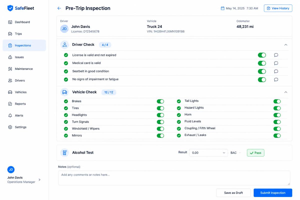 Ảnh xem trước quy trình checklist an toàn trước chuyến đi